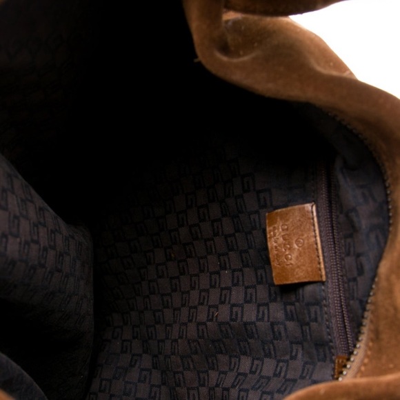 Gucci Brown Suede Structured Hobo Bag - Picture 10 of 14